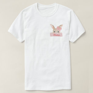 T-shirt Mama Aquarelle Pocket Pink Bunny Pâques