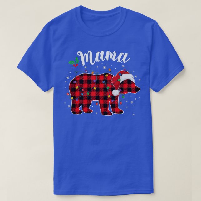 T-shirt Mama Bear Buffalo Rouge Plaid Matching Famille Chr (Design devant)