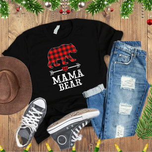 T-shirt Mama Bear Christmas Pajama Red Plaid Buffalo