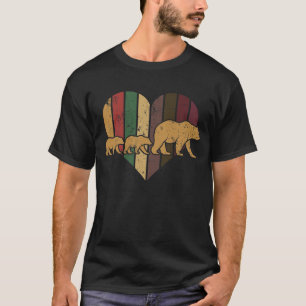 T-shirt Mama Bear Deux Cubs Retro Heart Mothers Day Cadeau