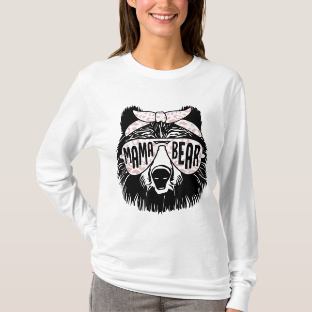 T-shirt Mama Bear Face Lunettes de soleil Mère Maman Mère  (Devant)