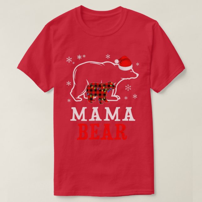 T-shirt MAMA BEAR Femmes Red Plaid Christmas Pajama Family (Design devant)