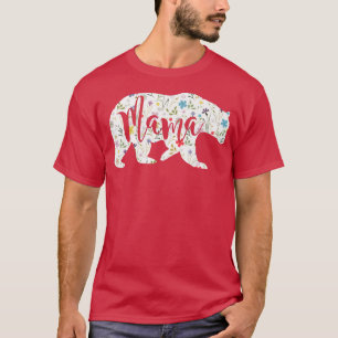 T-shirt Mama Bear Floral Patal Amusant Maman Mère Cadeau P