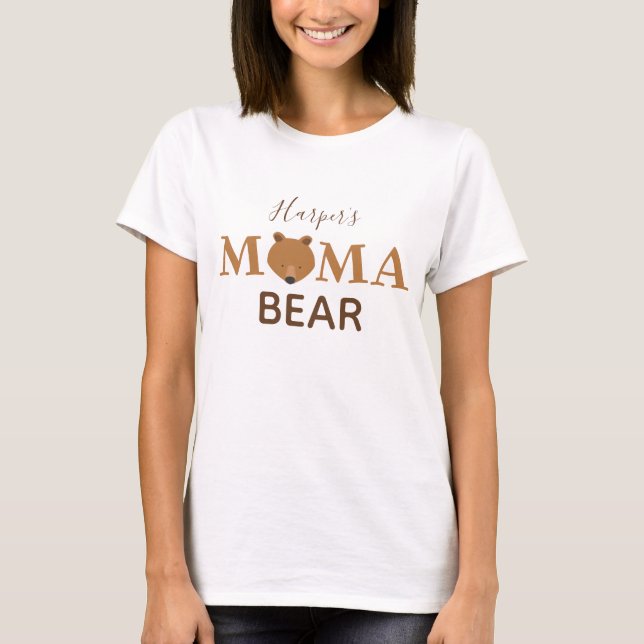 T-shirt Mama Bear Nom de l'enfant Mère (Devant)