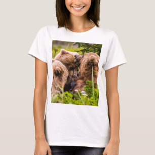 T-shirt Mama bear nourrit ses deux petits, Lake Clark Nati