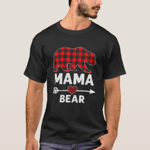 T-shirt Mama Bear Pajama de Noël Rouge Plaid Buffalo Famil