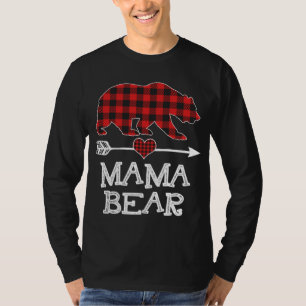 T-shirt Mama Bear Pajama de Noël Rouge Plaid Buffalo Famil