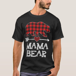 T-shirt Mama Bear Pajama de Noël Rouge Plaid Buffalo Famil