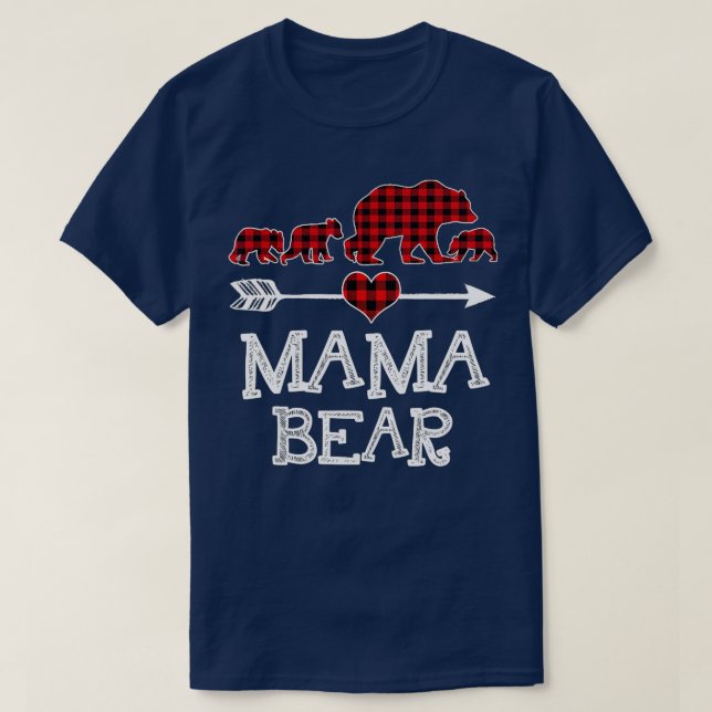 T-shirt Mama Bear Pajama de Noël Rouge Plaid Buffalo Famil (Design devant)