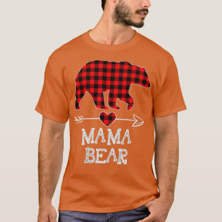 T-shirt Mama Bear Pajama de Noël Rouge Plaid Buffalo Famil