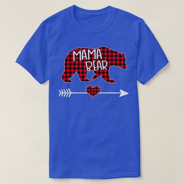 T-shirt Mama Bear Pajama Red Buffalo Plaid Famille (Design devant)