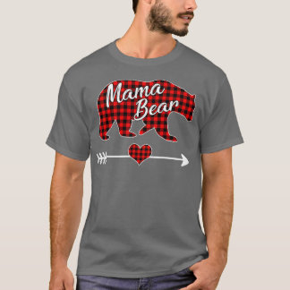 T-shirt Mama Bear Pajama Red Buffalo Plaid Famille