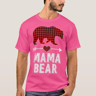 T-shirt Mama Bear Pajama Red Buffalo Plaid Famille