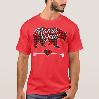 T-shirt Mama Bear Pajama Red Buffalo Plaid Famille