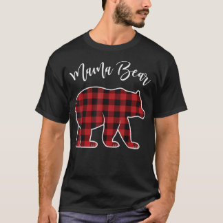 T-shirt Mama Bear Pajama Red Buffalo Xmas Funny Family Chr