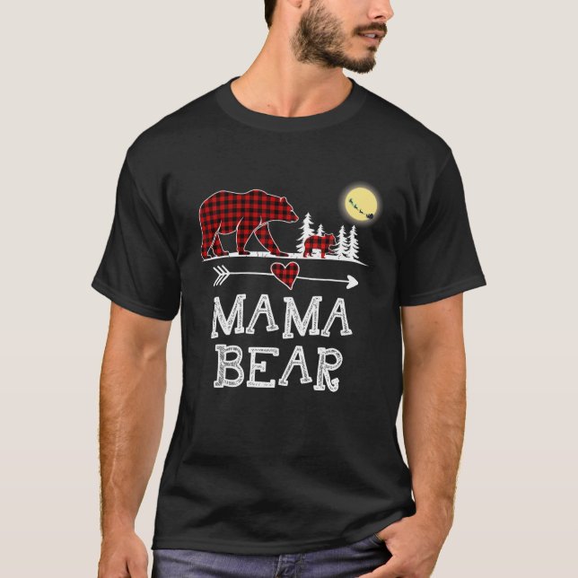 T-shirt Mama Bear Pajama Red Plaid Buffalo pour moi (Devant)