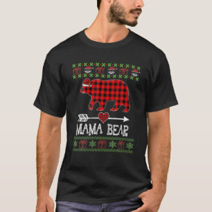 T-shirt Mama Bear Père Noël Red Plaid Family Pajamas Pour 