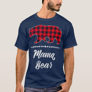 T-shirt Mama Bear Red Buffalo Check Plaid Floral Fun Maman