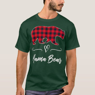 T-shirt Mama Bear Red Buffalo Check Plaid Heart Fun Mom Gi