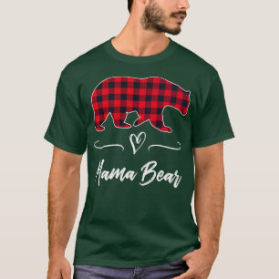 T-shirt Mama Bear Red Buffalo Check Plaid Heart Fun Mom Gi