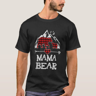 T-shirt Mama Bear Red Buffalo Plaid Mama Bear Pajama