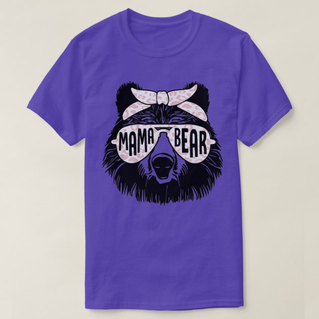 T-shirt Mama Bear Visage Lunettes de soleil Mère cadeau Fê (Design devant)