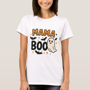 T-shirt Mama Boo Famille d'Halloween orange et noir Matc