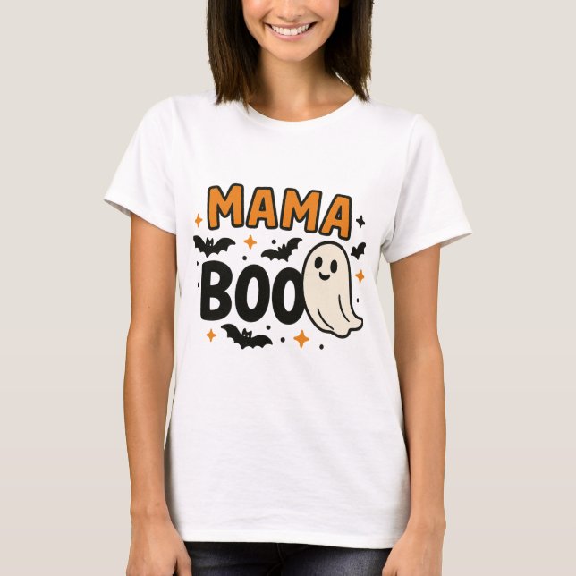 T-shirt Mama Boo | Famille d'Halloween orange et noir Matc (Devant)