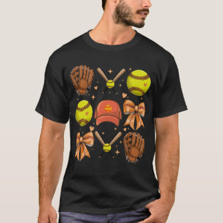 T-shirt Mama Bow Cute Softball Maman Femmes Jeu Jour Sport