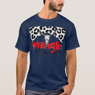 T-shirt Mama Bull Skull Leopard Western Mothers