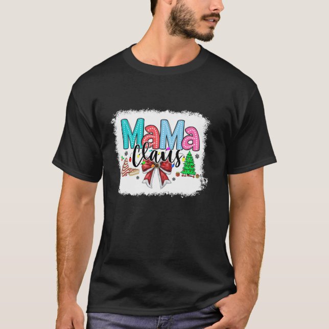 T-shirt Mama Claus Bleached Coquette Noël Père Noël Bow (Devant)