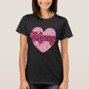 T-shirt Mama Empreinte de léopard Love Heart