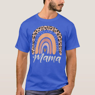 T-shirt Mama Empreinte de léopard Rainbow Famille Amusante