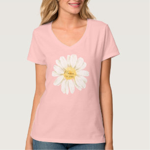 T-shirt Mama Est - col en V en forme de marguerite
