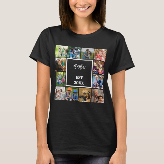 T-shirt Mama Établie Dans | Photo de la Fête des mères mod (Devant)