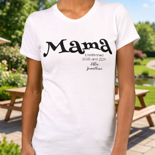 T-shirt Mama Établie Nom Enfants Personnalisés Nouvelle Ma