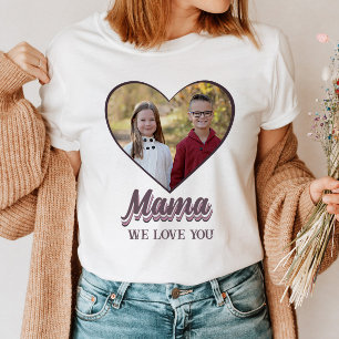 T-shirt Mama Fête des Mères Coeur Photo Don de Enfants