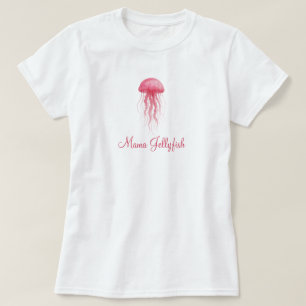 T-shirt Mama Jellyfish Fille Baby Shower Aquarelle Moderne