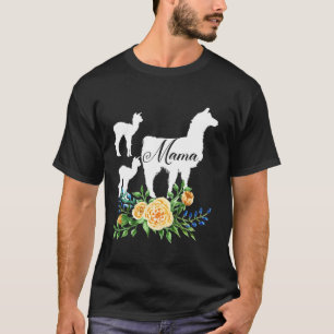 T-shirt Mama Llama Floral Maman de deux cadeaux de fleurs