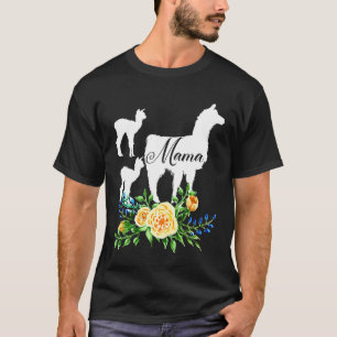 T-shirt Mama Llama Floral Maman de deux Llamas d'Alpaca Fl