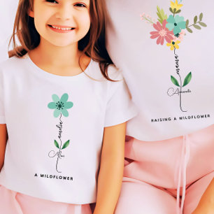 T-Shirt Mama mini correspondant Fleur sauvage personnalisé