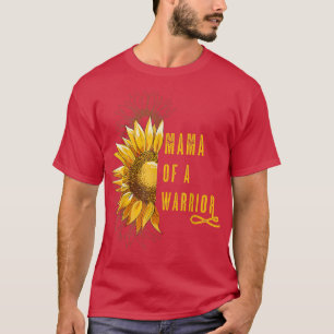 T-shirt Mama of a Warrior Chilhood Cancer, Ruban Oncolog