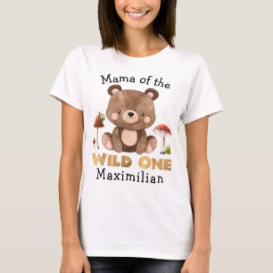 T-shirt Mama of the Wild One Woodland Bear Anniversaire