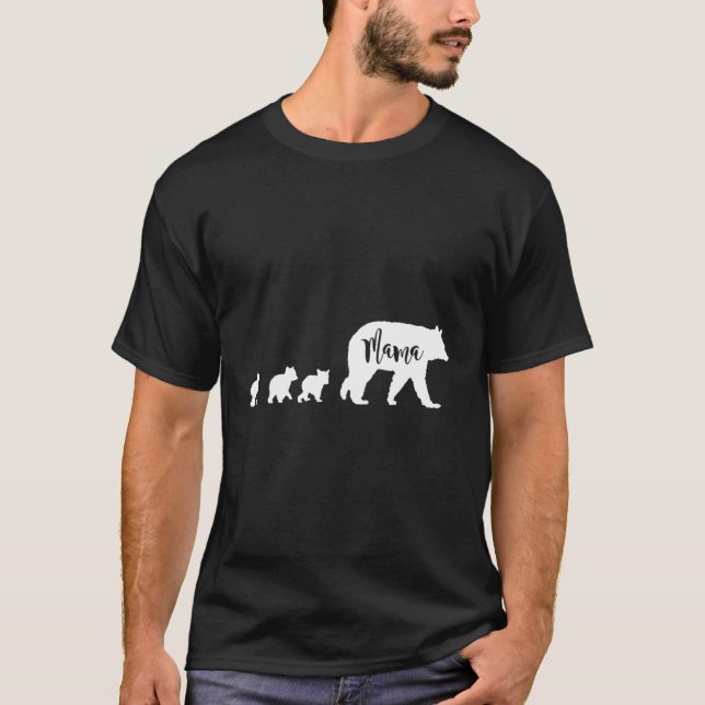 T-shirt Mama Ours Avec 3 Trois Cubes Maman Mère Amusante (Devant)