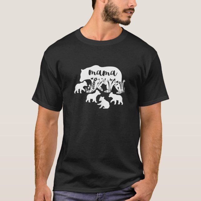 T-shirt Mama Ours Avec 4 Cubes Mères Fête Mère Grossesse A (Devant)