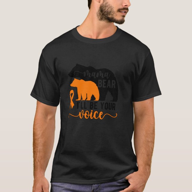 T-shirt Mama Ours Leukemia Maman D'Une Leucémie Guerrier M (Devant)