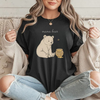 T-shirt Mama Ours Ourson Mignon & Miel Cadeau de Fête des 