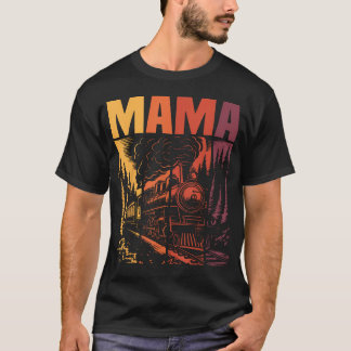T-shirt Mama tenue assortie famille train rétro anniversai