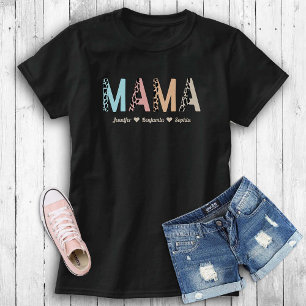 T-shirt Mama Tiger Personnalisé Mère Cadeau Enfants Noms