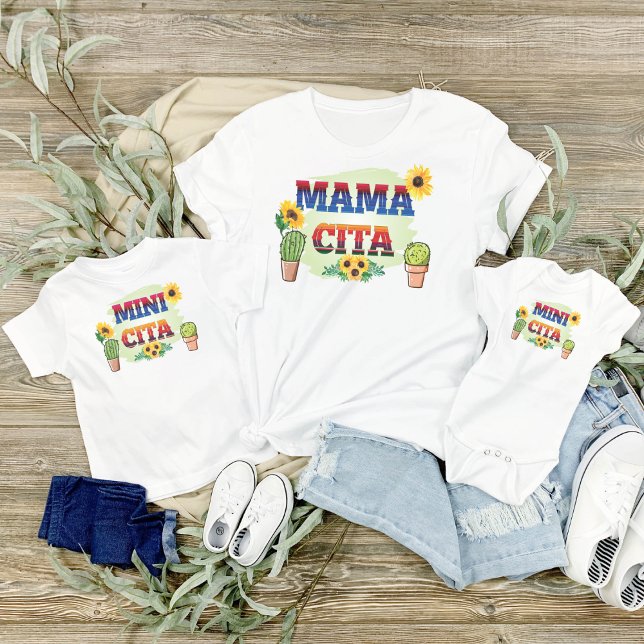 T-shirt Mamacita, maman et moi avec des cactus et des tour (Créateur téléchargé)